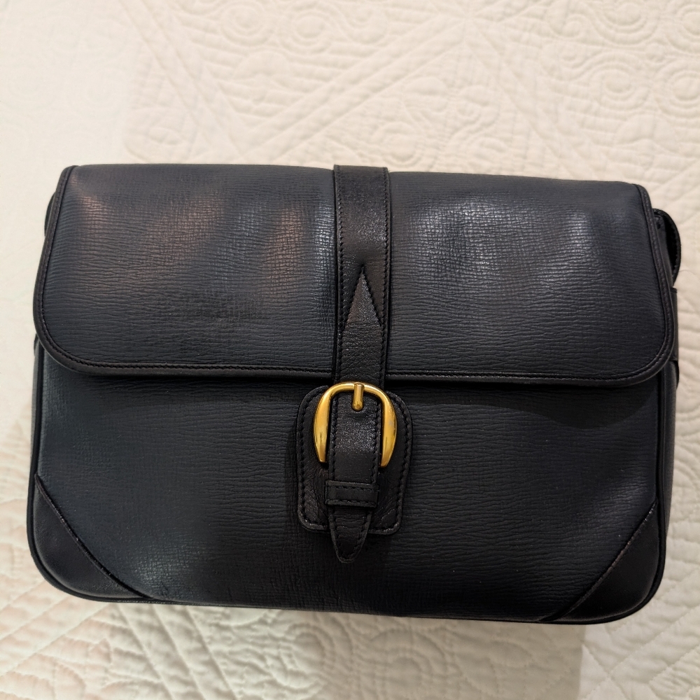 GUCCI Rare Vintage Shoulder Bag Crossbody Boar Skin Gold Hardware Leather Unisex - Picture 2 of 15